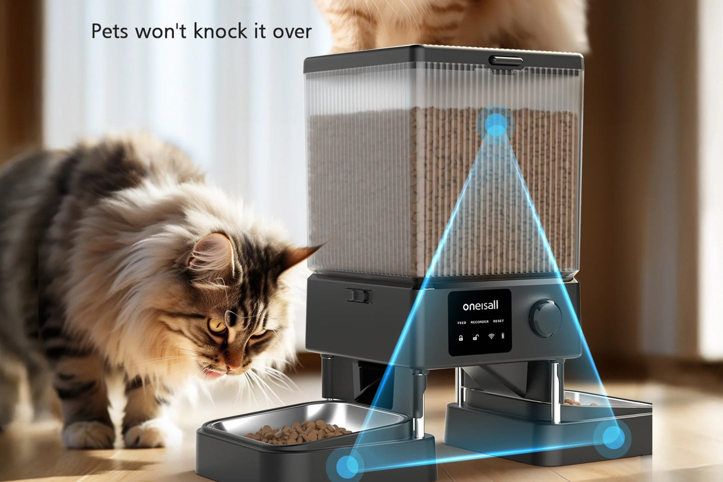 5L/20 Cups Automatic Cat Feeder with 5G Wifi & APP Control, PFD-002 PRO Double Bowl Cat Food Dispenser with 1 Desiccant Bag, Timed Automatic Pet Feeder for 2 Cats/2 Small Dogs - Black